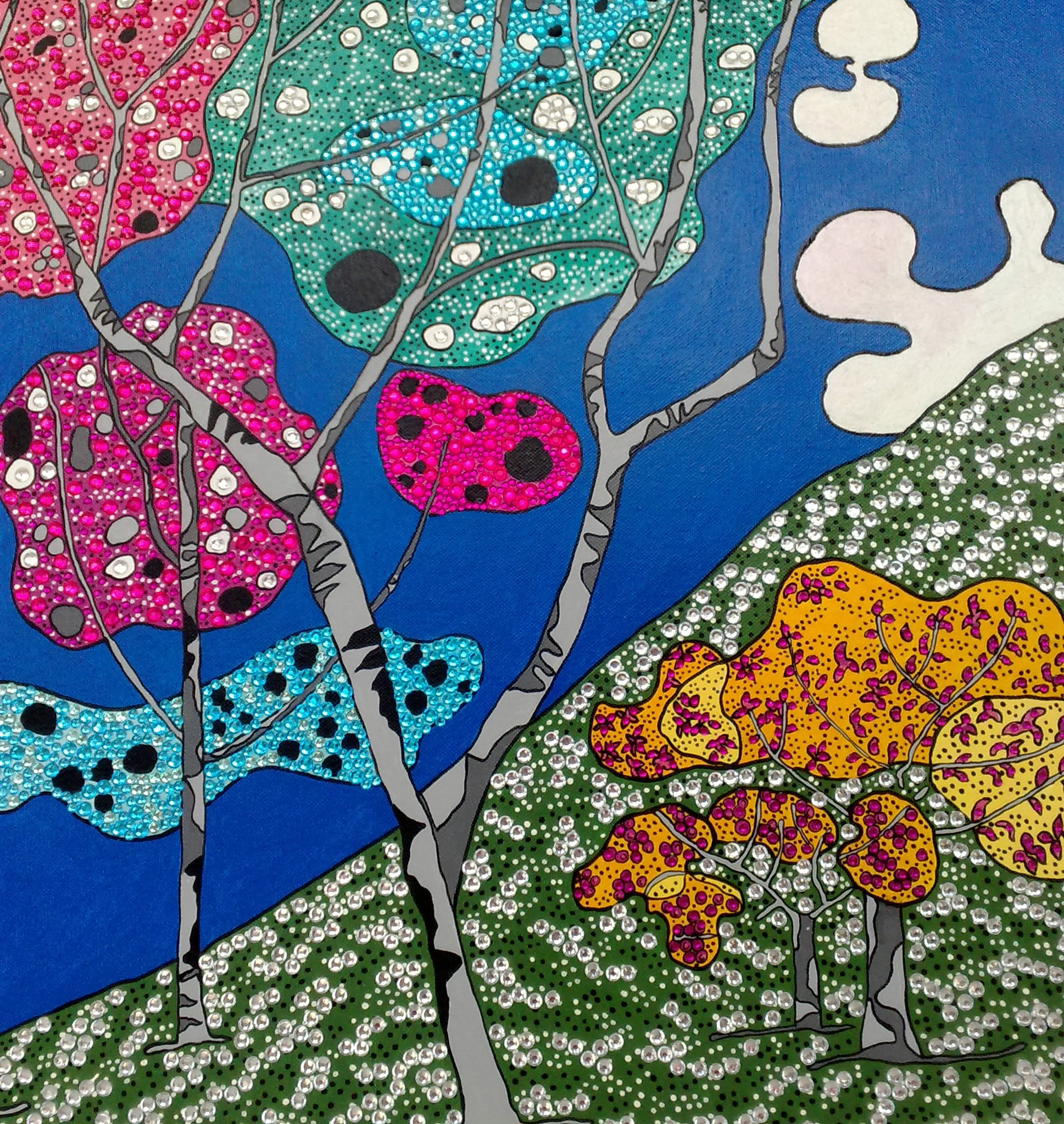 Primavera golosa, 2014, acrilico su tela con cristalli swarovski, cm. 50x50 Sonia Strukul