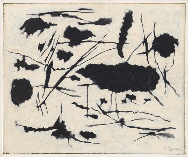 Willi Baumeister, Wachstum (Growth), 1950
, Oil with synthetic resin on hardboard
21 1/4 x 25 5/8 in, Courtesy Willi Baumeister Stiftung Willi Baumeister