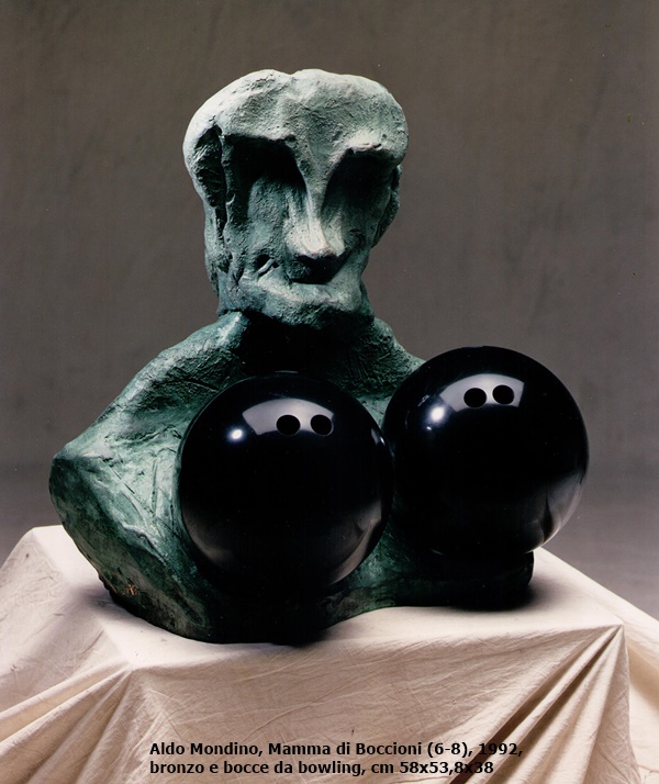 click to enlarge- double click to reduce Aldo Mondino, Mamma di Boccioni (6-8), 1992, bronzo e bocce da bowling, cm 58x53,8x38