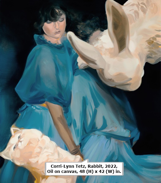 click to enlarge- double click to reduce Corri-Lynn Tetz, Rabbit, 2022, Oil on canvas, 48 (H) x 42 (W) in.