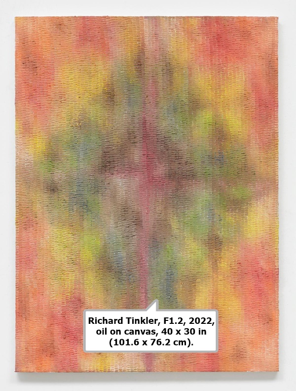 click to enlarge- double click to reduce Richard Tinkler, F1.2, 2022, oil on canvas, 40 x 30 in (101.6 x 76.2 cm).