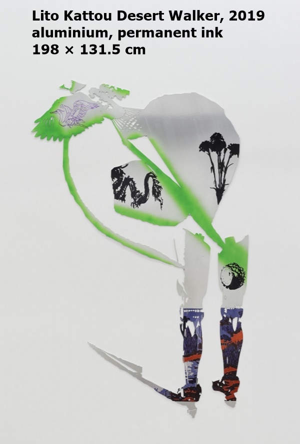 click to enlarge- double click to reduce Lito Kattou
Desert Walker, 2019
aluminium, permanent ink / alluminio, inchiostro indelebile
198 × 131.5 cm