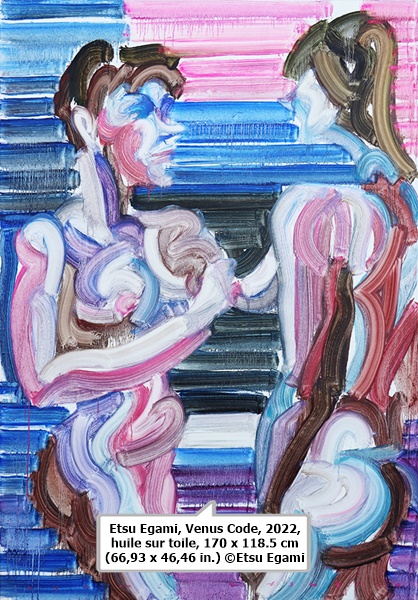 click to enlarge- double click to reduce Etsu Egami, Venus Code, 2022, huile sur toile, 170 x 118.5 cm (66,93 x 46,46 in.) ©Etsu Egami