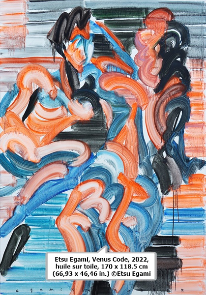 click to enlarge- double click to reduce Etsu Egami, Venus Code, 2022, huile sur toile, 170 x 118.5 cm (66,93 x 46,46 in.) ©Etsu Egami