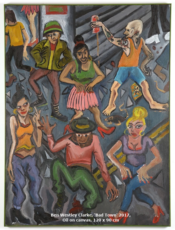 click to enlarge- double click to reduce Ben Westley Clarke, 'Bad Town' 2017, Oil on canvas, 120 x 90 cm