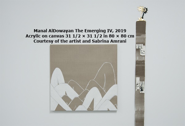 Manal AlDowayan, The Emerging IV, 2019
Acrylic on canvas
31 1/2 × 31 1/2 in
80 × 80 cm
Courtesy of the artist and Sabrina Amrani
