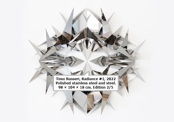 click to enlarge- double click to reduce Timo Nasseri. Parsec #6, 2017. Polished stainless steel. 108 x 90 x 122 cm.