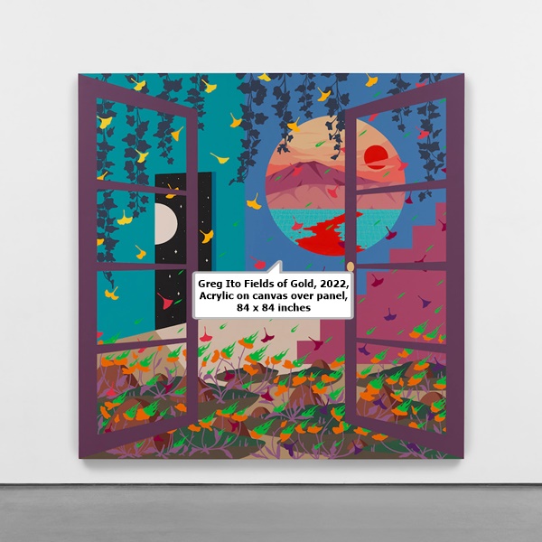 Greg Ito Fields of Gold, 2022, Acrylic on canvas over panel, 84 x 84 inches