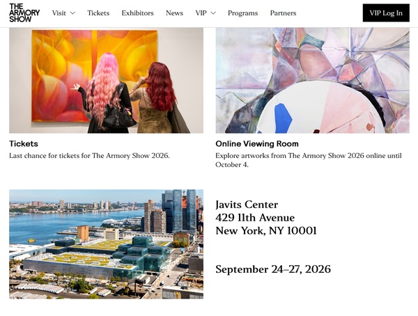 click to enlarge- double click to reduce The Armory Show 2026, New York NY U.S.A. - September 24 > 27, 2026 @thearmoryshow