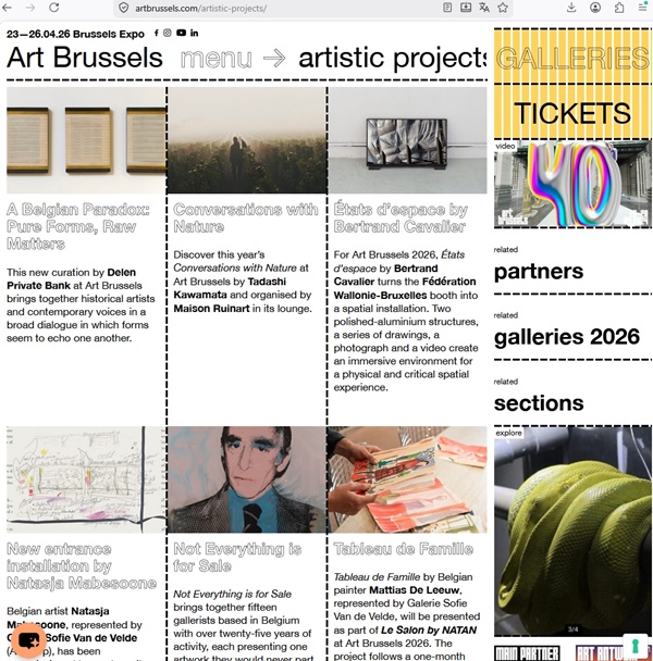 139 galleries at Art Brussels 2026, BELGIUM -  23 > 26 April, 2026 @artbrussels