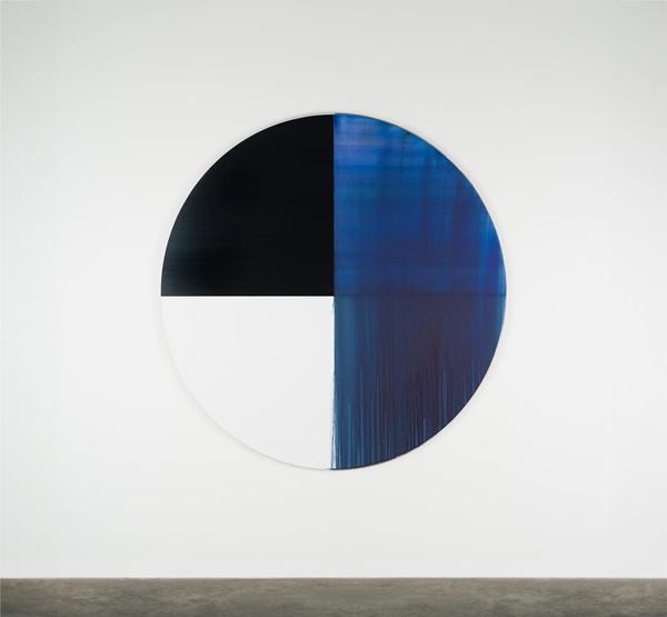 click to enlarge- double click to reduce Callum Innes, Exposed Painting Sapphire Blue, 2022, oil on Birch Ply, 70 7/8 x 68 7/8 inches © Callum Innes Courtesy: Sean Kelly, New York/Los Angeles