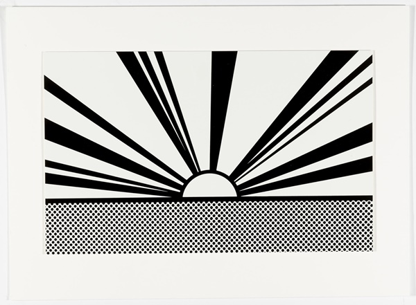 click to enlarge- double click to reduce Roy Lichtenstein (American, New York 1923–1997 New York)
Series/Portfolio: Ten Landscapes
Date: 1967
Medium: Screenprint on opaque white Rowlux, mounted on four-ply, white 100%-rag board, mounted on composition board
Dimensions: sheet: 16-5/8 x 21-9/16 inches (42.2 x 54.7 cm)
image: 11-1/16 x 17-15/16 inches (28.1 x 45.6 cm)
Classification: Prints
Credit Line: John B. Turner Fund, 1968
Accession Number: 68.621.4
100 EXEMPLARY EDITION
EXAMPLE:
SIGNED AND NUMBERED ON THE BACK
BIBLIOGRAPHY CORTLET N.54