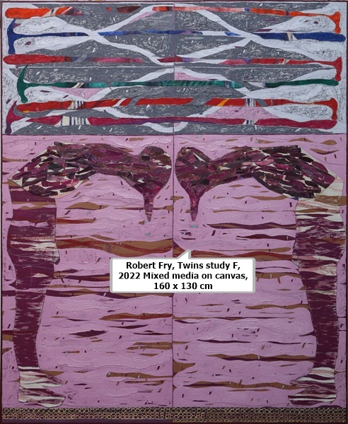 click to enlarge- double click to reduce Robert Fry, Twins study F, 2022
Mixed media on canvas, 160 x 130 cm