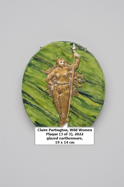 Claire Partington, Wild Women Plaque (3 of 3), 2022
glazed earthenware, 19 x 14 cm