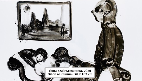 Ilona Szalay,Insomnia, 2020
Oil on aluminium, 28 x 103 cm 