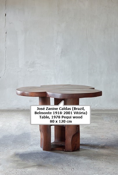 click to enlarge- double click to reduce José Zanine Caldas (Brazil, Belmonte 1918-2001 Vitória)
Table, 1978
Pequi wood
80 x 120 cm
