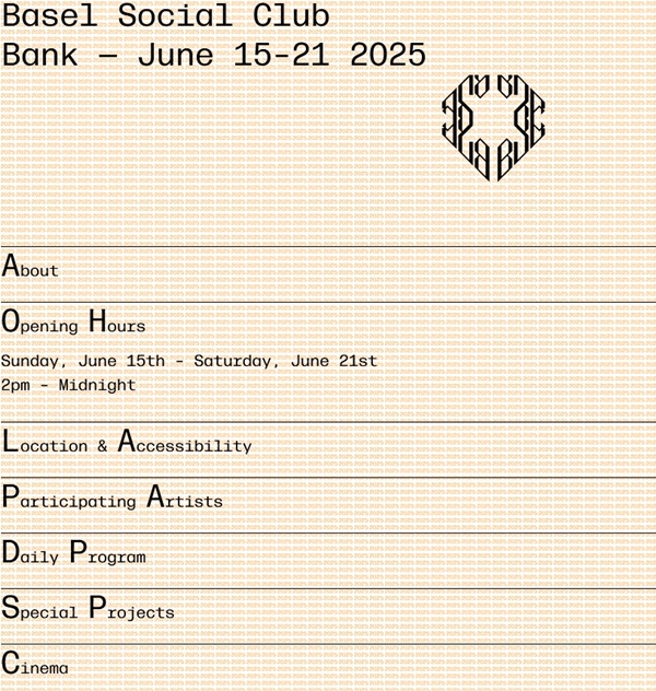 Basel Social Club 2025, Basel SWITZERLAND -  June 15 > 21, 2025 @BaselSocialClub