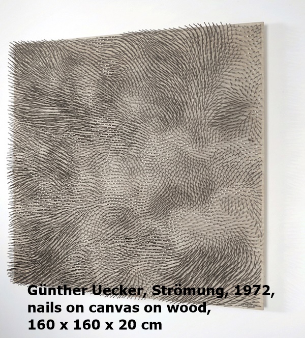 Günther Uecker, Strömung, 1972, nails on canvas on wood, 160 x 160 x 20 cm