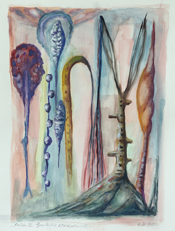 click to enlarge- double click to reduce Hartmut Neumann,Sortierte Gewächse (Totalreservate)
2020
gouache on paper
41 × 31 cm
3.400 EUR