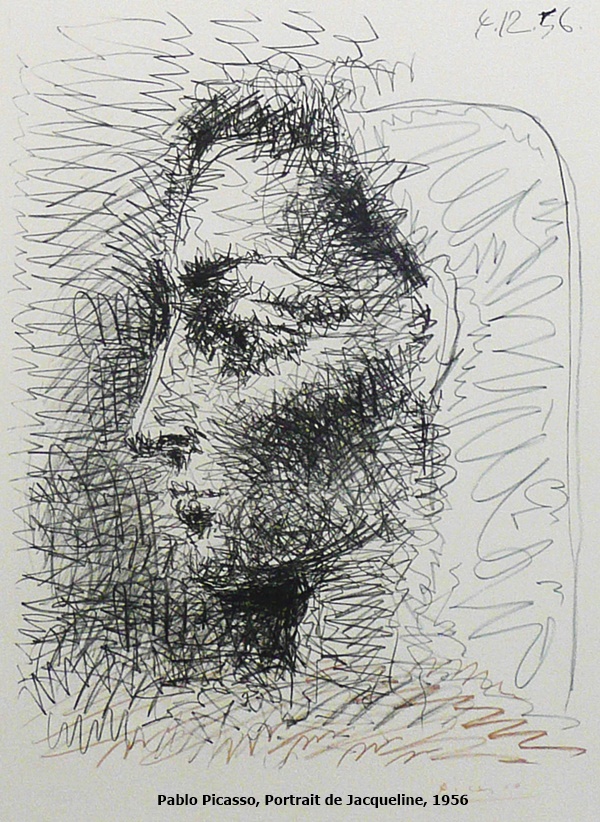 click to enlarge- double click to reduce Pablo Picasso, Portrait de Jacqueline, 1956