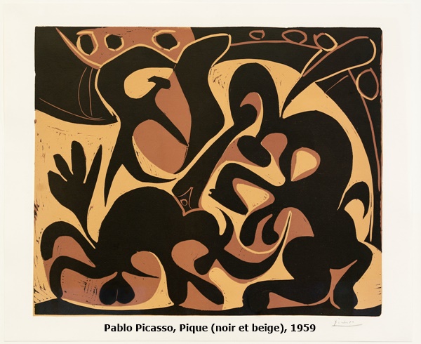 click to enlarge- double click to reduce Pablo Picasso, Pique (noir et beige), 1959
