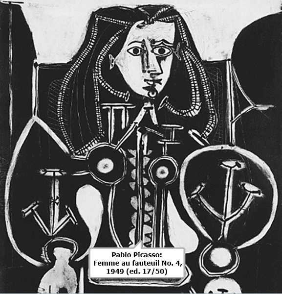 click to enlarge- double click to reduce Pablo Picasso: Femme au fauteuil No. 4, 1949 (ed. 17/50)
