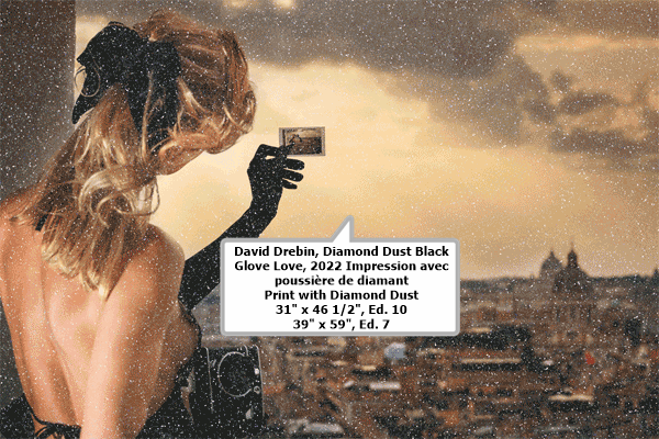 David Drebin, Diamond Dust Black Glove Love, 2022
Impression avec poussière de diamant
Print with Diamond Dust
31 x 46 1/2, Ed. 10
39 x 59, Ed. 7