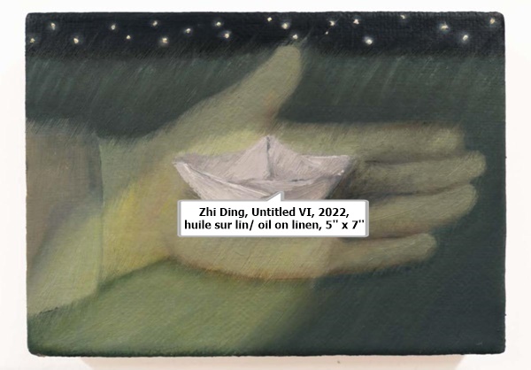 click to enlarge- double click to reduce Zhi Ding, Untitled VI, 2022, huile sur lin/ oil on linen, 5'' x 7''.