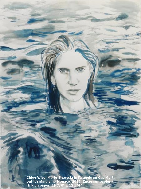 Chloe Wise, Marie-Theresia in Roquebrun Cap Martin but it's simply no Monaco, 2018, Encre sur papier / Ink on paper, 29 7/8 x 22 1/4