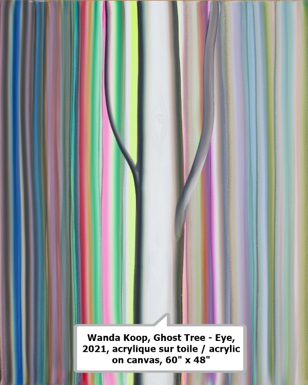click to enlarge- double click to reduce Wanda Koop, Ghost Tree - Eye, 2021, acrylique sur toile / acrylic on canvas, 60 x 48