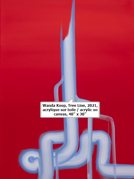 click to enlarge- double click to reduce Wanda Koop, Tree Line, 2021, acrylique sur toile / acrylic on canvas, 40'' x 30''.