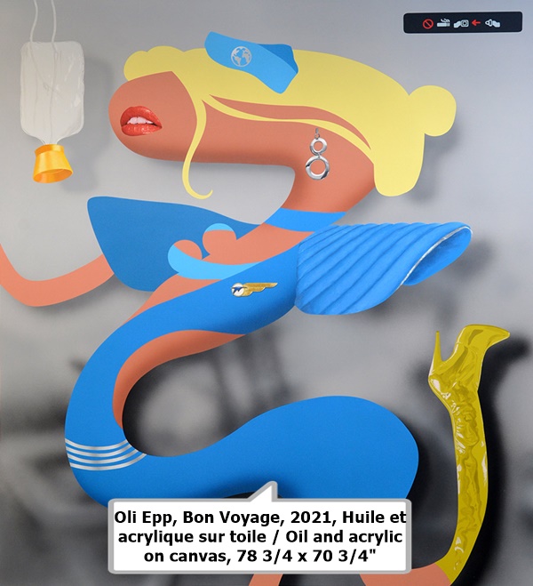 Oli Epp, Bon Voyage, 2021, Huile et acrylique sur toile / Oil and acrylic on canvas, 78 3/4 x 70 3/4