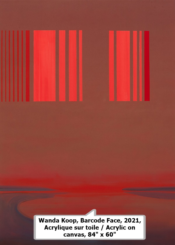 Wanda Koop, Barcode Face, 2021, Acrylique sur toile / Acrylic on canvas, 84