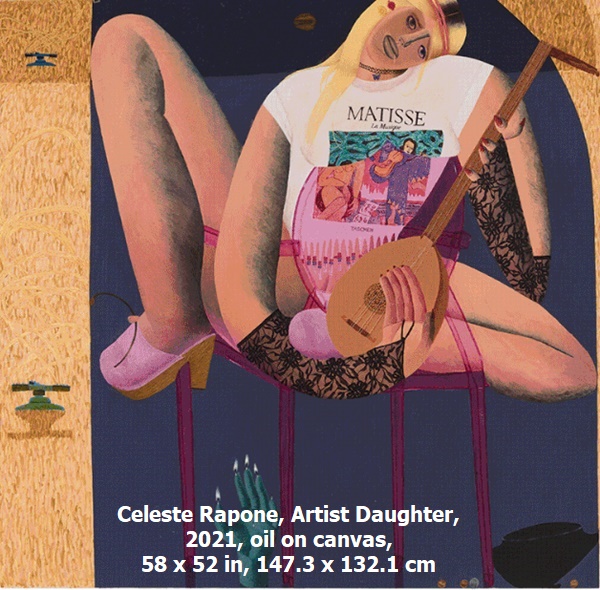 Celeste Rapone, Artist Daughter, 2021, oil on canvas, 58 x 52 in, 147.3 x 132.1 cm
