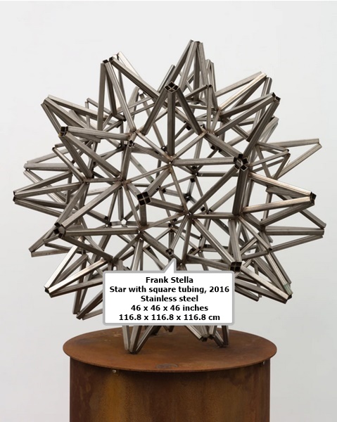 Frank Stella

Star with square tubing, 2016

Stainless steel

46 x 46 x 46 inches

116.8 x 116.8 x 116.8 cm