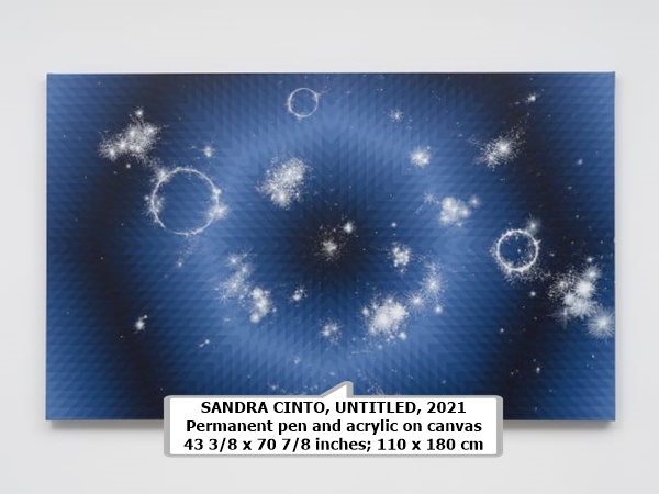 SANDRA CINTO
UNTITLED, 2021
Permanent pen and acrylic on canvas
43 3/8 x 70 7/8 inches; 110 x 180 cm

