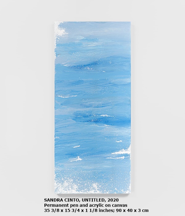 SANDRA CINTO, UNTITLED, 2020
Permanent pen and acrylic on canvas
35 3/8 x 15 3/4 x 1 1/8 inches; 90 x 40 x 3 cm