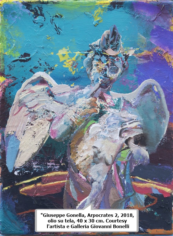 click to enlarge- double click to reduce Giuseppe Gonella, Arpocrates 2, 2018, olio su tela, 40 x 30 cm. Courtesy l'artista e Galleria Giovanni Bonelli