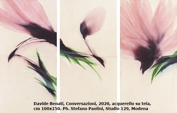 click to enlarge- double click to reduce Davide Benati, Conversazioni, 2020, acquerello su tela, cm 100x150. Ph. Stefano Paolini, Studio 129, Modena