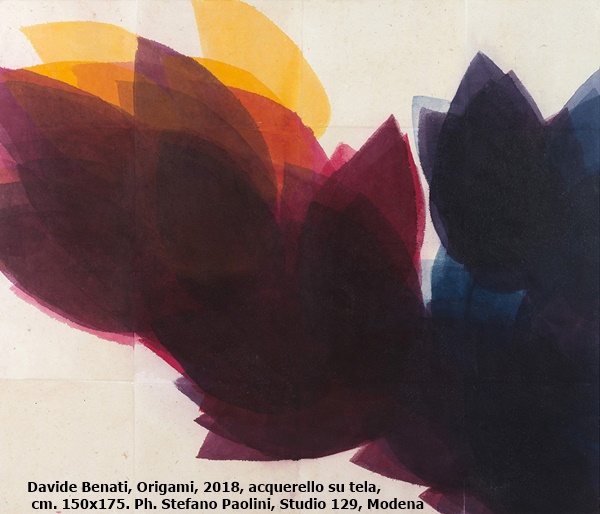click to enlarge- double click to reduce Davide Benati, Origami, 2018, acquerello su tela, cm. 150x175. Ph. Stefano Paolini, Studio 129, Modena