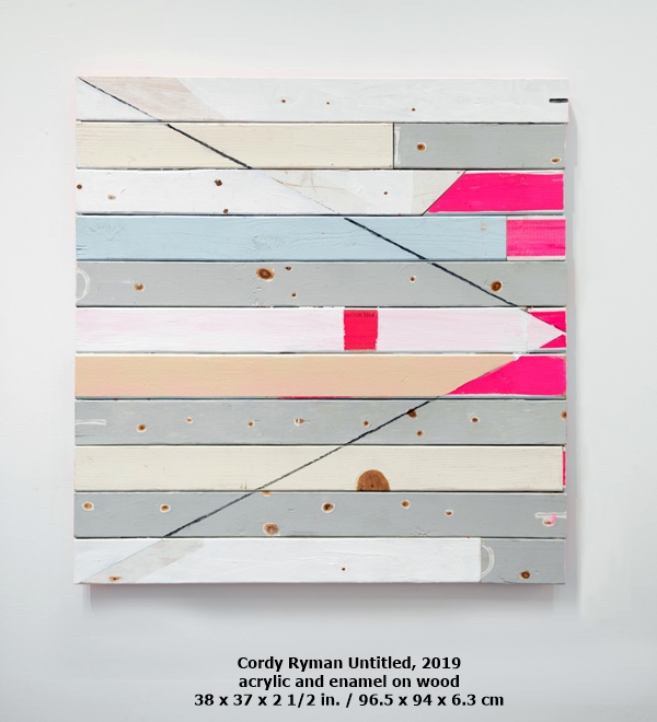 click to enlarge- double click to reduce Cordy Ryman
Untitled, 2020
acrylic and enamel on wood
38 x 37 x 2 1/2 in. / 96.5 x 94 x 6.3 cm