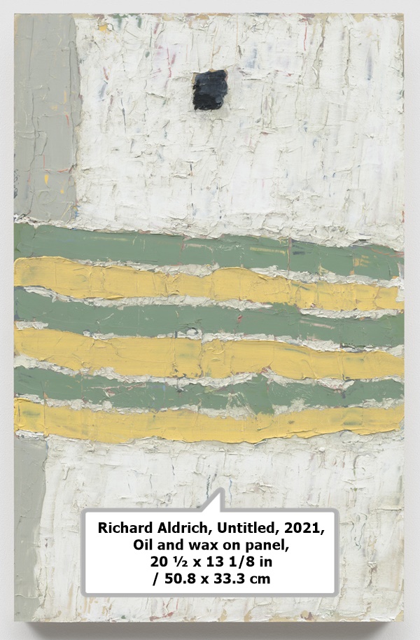 click to enlarge- double click to reduce Richard Aldrich, Untitled, 2021, Oil and wax on panel, 20 ½ x 13 1/8 in / 50.8 x 33.3 cm
