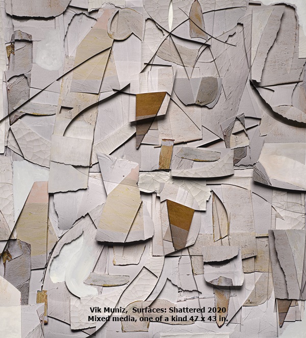 click to enlarge- double click to reduce Vik Muniz, Surfaces: Shattered
2020
Mixed media, one of a kind
47 x 43 in.