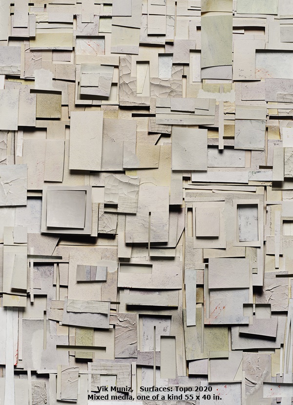 click to enlarge- double click to reduce Vik Muniz, Surfaces: Topo
2020
Mixed media, one of a kind
55 x 40 in.