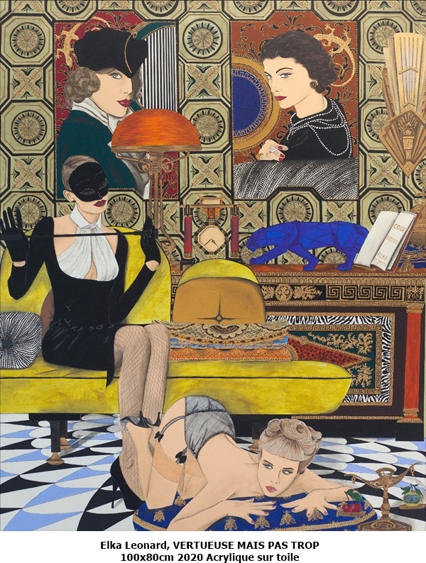click to enlarge- double click to reduce Elka Leonard, VERTUEUSE MAIS PAS TROP
100x80cm
2020
Acrylique sur toile