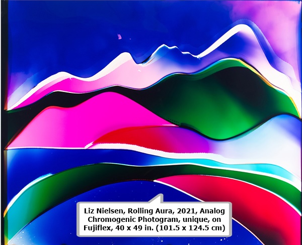 click to enlarge- double click to reduce Liz Nielsen, Rolling Aura, 2021, Analog Chromogenic Photogram, unique, on Fujiflex, 40 x 49 in. (101.5 x 124.5 cm)