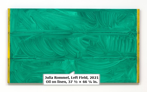 click to enlarge- double click to reduce Julia Rommel, Left Field, 2021 Oil on linen, 37 ½ × 66 ¼ in.