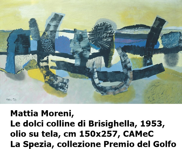 Mattia Moreni, Le dolci colline di Brisighella, 1953, olio su tela, cm 150x257, CAMeC La Spezia, collezione Premio del Golfo