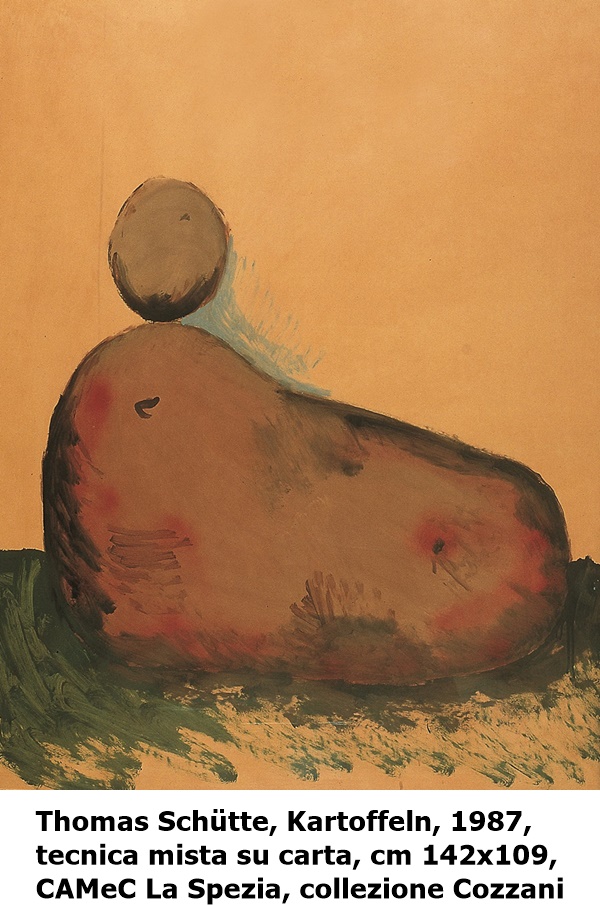 Thomas Schütte, Kartoffeln, 1987, tecnica mista su carta, cm 142x109, CAMeC La Spezia, collezione Cozzani