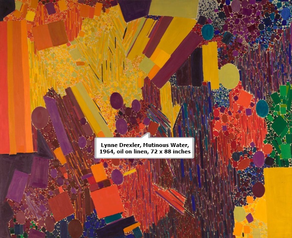 click to enlarge- double click to reduce Lynne Drexler, Mutinous Water, 1964, oil on linen, 72 x 88 inches.